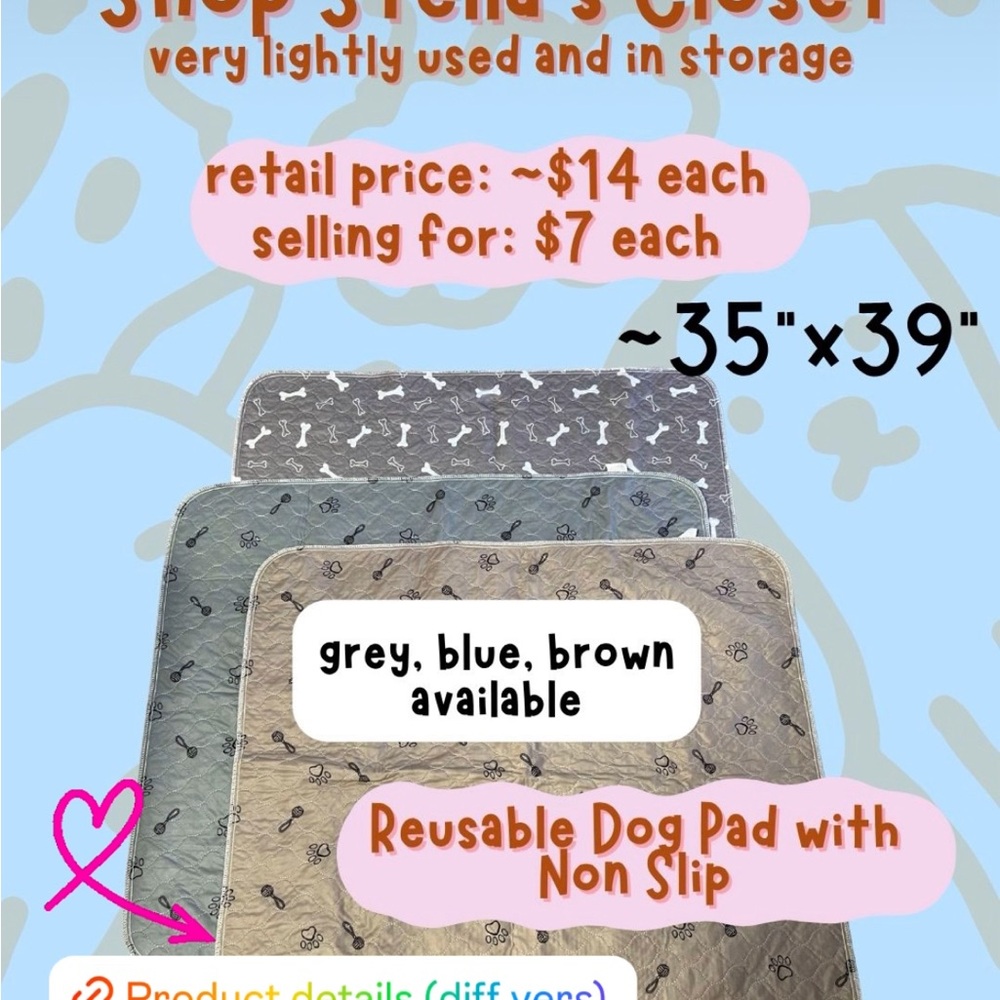 SET OF 3 Reusable Dog Pad with Non-Slip Design